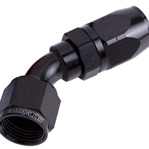 ALLOY 45 DEG HOSE END -4AN    BLACK CUTTER STYLE FULL SWIVEL