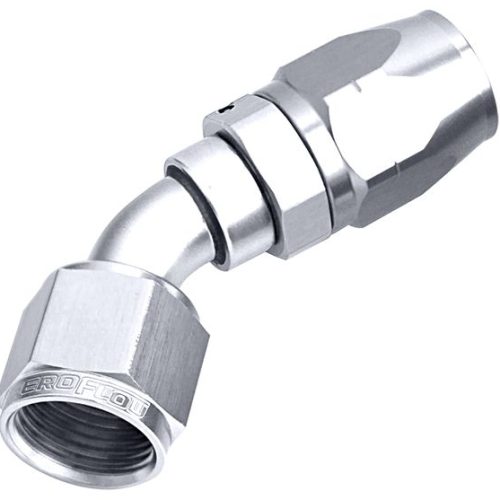 500 Series Cutter Swivel 45° Hose End -4AN Silver Finish. Suits 100 & 450 Series Hose