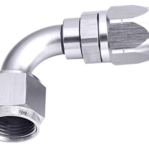 500 Series Cutter Swivel 90° Hose End -6AN Silver Finish. Suits 100 & 450 Series Hose