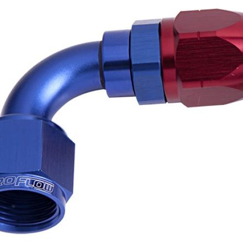 500 Series Cutter Swivel 90° Hose End -8AN Blue/Red Finish. Suits 100 & 450 Series Hose