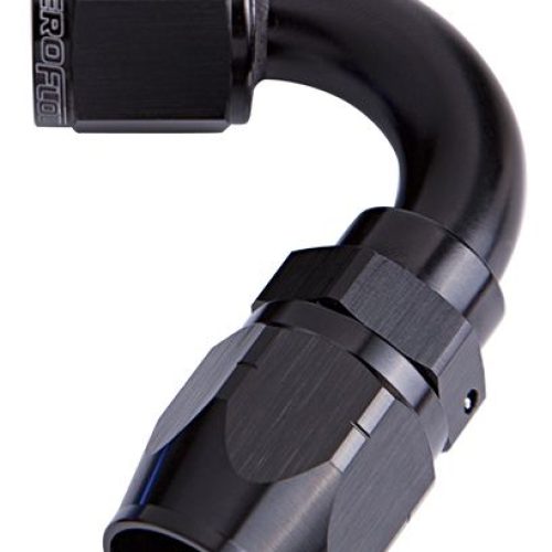 ALLOY 120 DEG HOSE END -6AN   BLACK CUTTER STYLE FULL SWIVEL