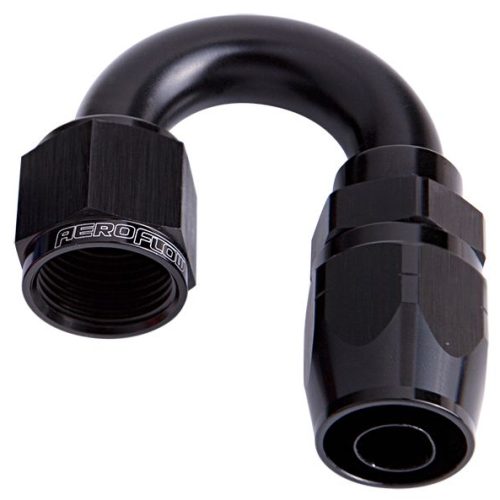 ALLOY 180 DEG HOSE END -20AN BLACK CUTTER STYLE FULL SWIVEL