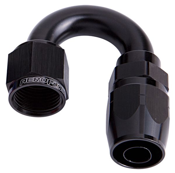 ALLOY 180 DEG HOSE END -20AN BLACK CUTTER STYLE FULL SWIVEL
