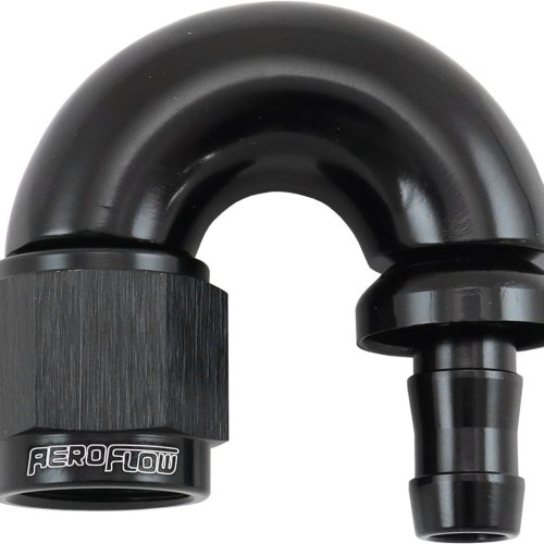 -6AN TO 5/16″ BARB 180 DEGREE FULL FLOW PUSH LOCK BLACK