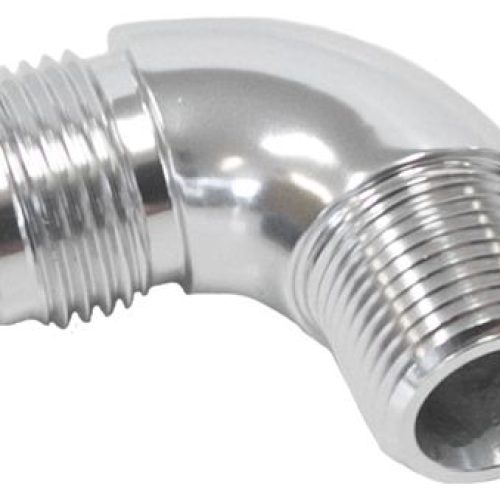 90 DEG 1/8″ TO -4AN FULL FLOW SILVER NO RESTRICTION IN BEND