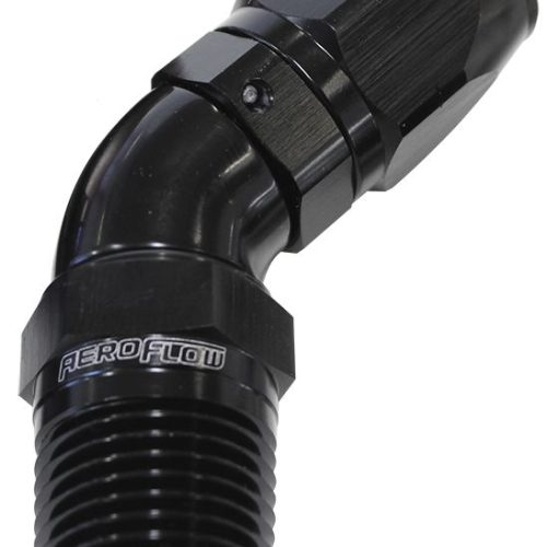 Male 1/2 NPT 45 Deg to -12 HosBLACK FULL FLOW BILLET 1 PIECE