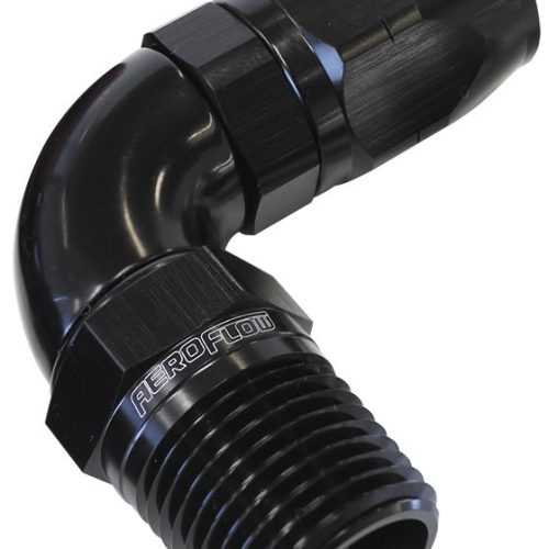 Male 1/4 NPT 90 Deg to -6 HoseBLACK FULL FLOW BILLET 1 PIECE