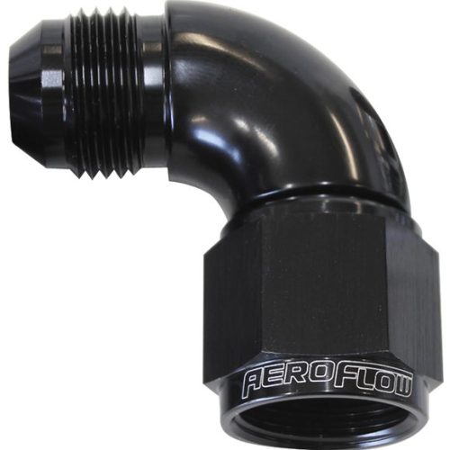 90 DEG FEMALE – MALE -10AN    BLACK FULL FLOW