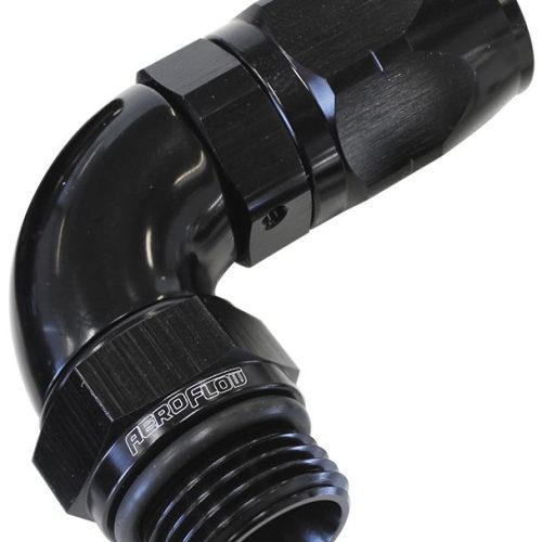 MALE HOSE END -8ORB to -10HOSEFULL FLOW BILLET 90 DEG BLACK