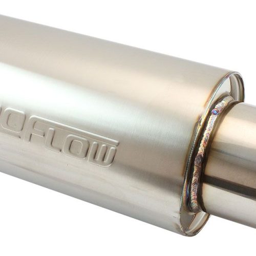 3.5″ ROUND MUFFLER CENTRE     18″ LENGTH 6″ DIA 5″ TIP S/S