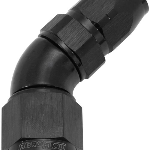 STEPPED 45 DEG HOSEEND -6 HOSETO -8AN REDUCER HOSE END BLACK