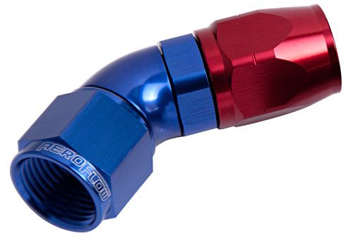 ALLOY 45 DEG HOSE END -6AN BLUE CUTTER STYLE FULL FLOW