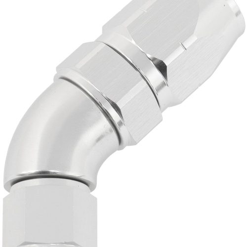 STEPPED 45 DEG HOSEEND -8 HOSETO -6AN EXPANDER HOSE END SILV