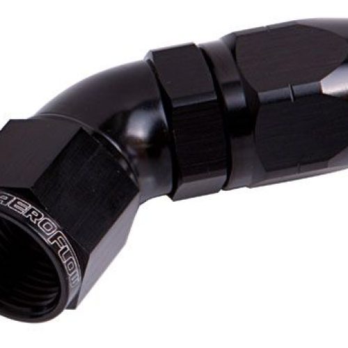 ALLOY 45 DEG HOSE END -8AN    BLACK CUTTER STYLE FULL FLOW