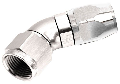 ALLOY 45 DEG HOSE END -10AN SILVER CUTTER STYLE FULL FLOW