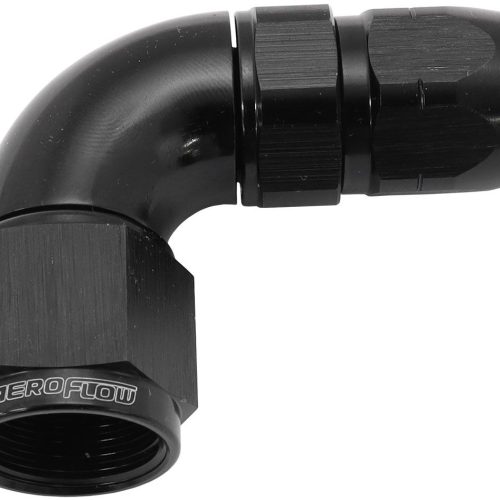 STEPPED 90 DEG HOSEEND -6 HOSETO -8AN REDUCER HOSE END BLACK