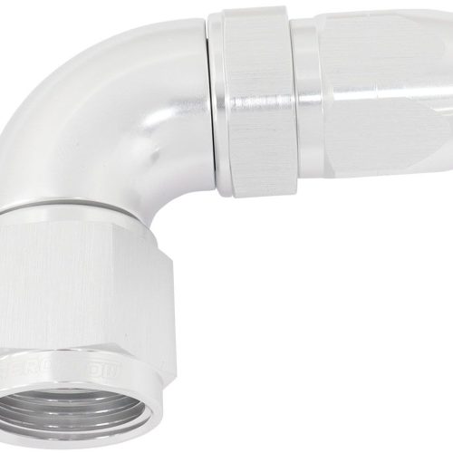 STEPPED 90 DEG HOSEEND -8 HOSETO -10AN REDUCER HOSE END SILV