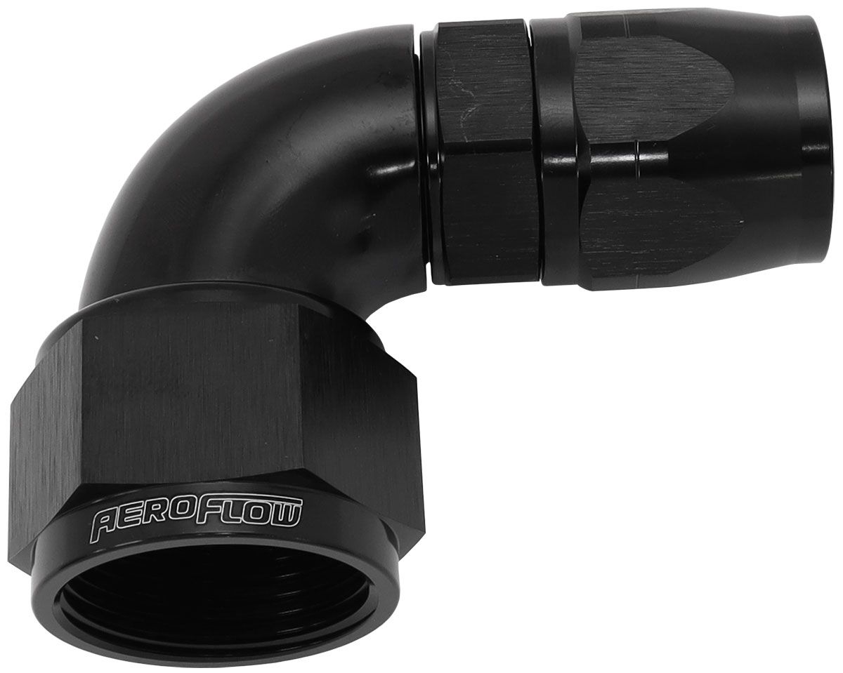 STEPPED 90 DEG FEMALE -16 AN TO -12AN REDUCER HOSE END BLAC