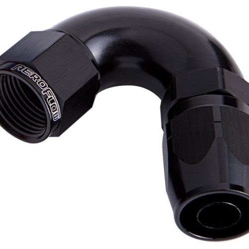 ALLOY 120 DEG HOSE END -4AN   BLACK CUTTER STYLE FULL FLOW