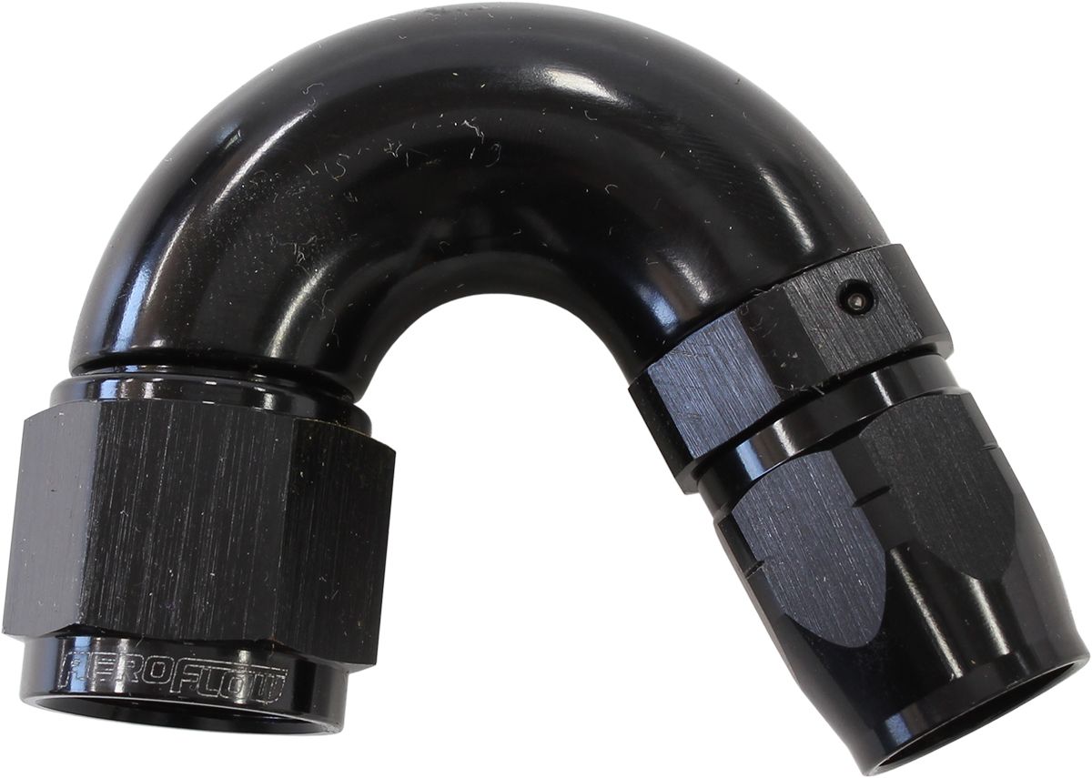 STEPPED 150 DEG HOSEEND -6 HOSTO -8AN REDUCER HOSE END BLACK