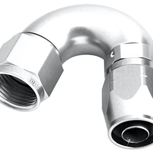 ALLOY 150 DEG HOSE END -6AN   SILVER CUTTER STYLE FULL FLOW