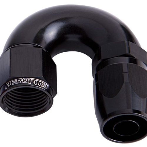 ALLOY 180 DEG HOSE END -4AN   BLACK CUTTER STYLE FULL FLOW