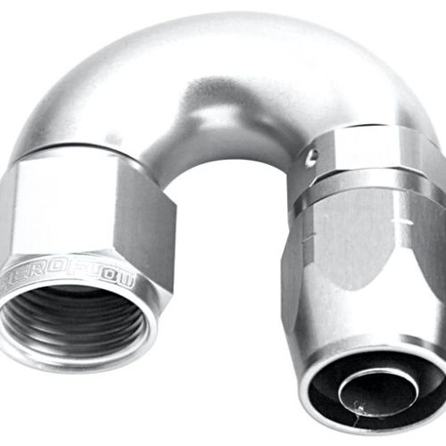 ALLOY 180 DEG HOSE END -4AN   SILVER CUTTER STYLE FULL FLOW