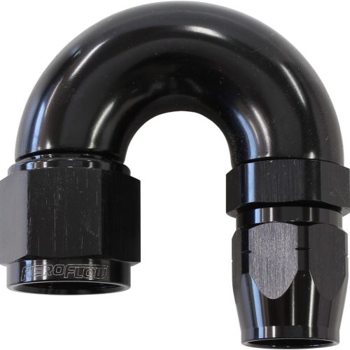 STEPPED 180 DEG HOSEEND -6 HOSTO -8AN REDUCER HOSE END BLACK