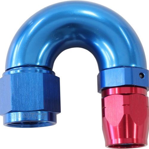 STEPPED 180 DEG HOSEEND -6 HOSTO -8AN REDUCER HOSE END BLUE