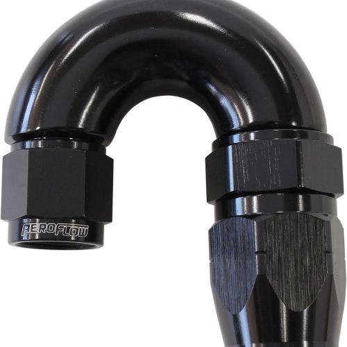 STEPPED 180 DEG HOSEEND -8 HOSTO -6AN REDUCER HOSE END BLACK