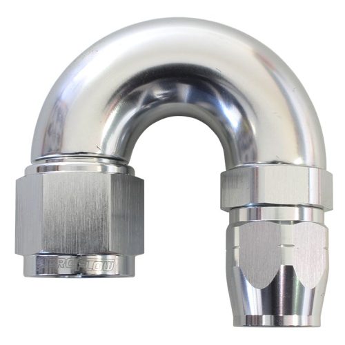 STEPPED 180 DEG HOSEEND -8 HOSTO -10AN REDUCER HOSE END SILV