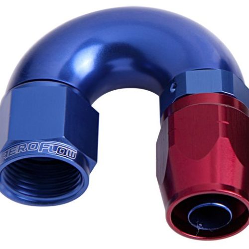 ALLOY 180 DEG HOSE END -8AN   BLUE CUTTER STYLE FULL FLOW