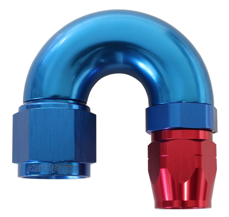 STEPPED 180 DEG HOSEEND 12 HOSTO -16AN REDUCER HOSE END BLUE