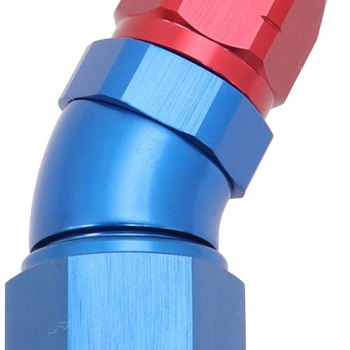 ALLOY 30 DEG HOSE END -6 HOSE TO -8AN REDUCER HOSE END BLUE