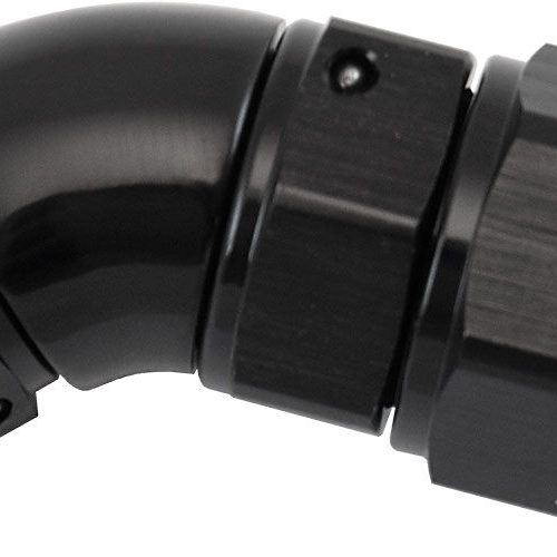 STEPPED 45 DEGREE END -8 HOSE TO -6AN EXPANDER HOSE END BLAC
