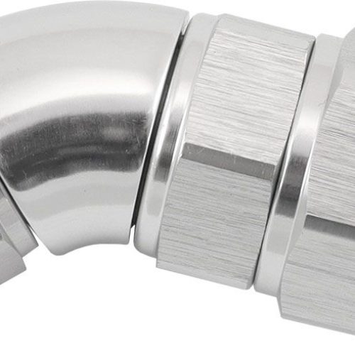 STEPPED 45 DEGREE END -8 HOSE TO -6AN EXPANDER HOSE END SILV