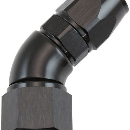 STEPPED 45 DEGREE END -8 HOSE TO -10AN REDUCER HOSE END BLAC