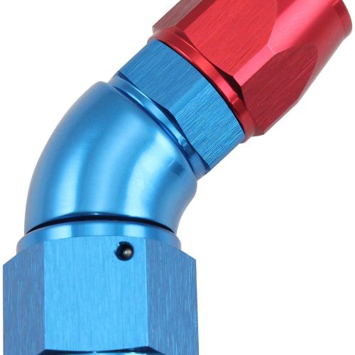 STEPPED 45 DEGREE END -8 HOSE TO -10AN REDUCER HOSE END BLUE