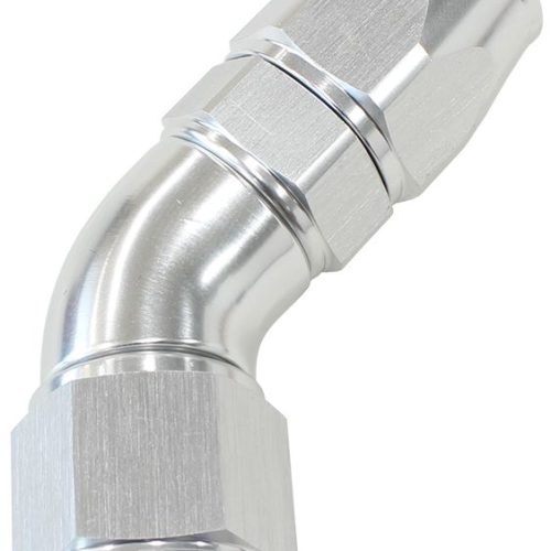 45 DEG -8AN FULL FLOW TEFLON  HOSE END SILVER 1 PIECE FULLFL