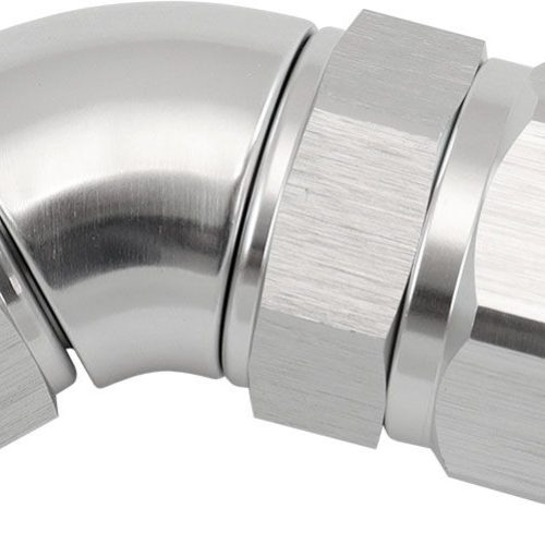 STEPPED 45 DEGREE END -10 HOSETO -8AN EXPANDER HOSE END SILV
