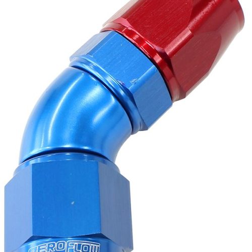 45 DEG -10AN FULL FLOW TEFLON HOSE END BLUE 1 PIECE FULLFLOW