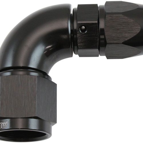 STEPPED 90 DEGREE END -6 HOSE TO -8AN REDUCER HOSE END BLACK