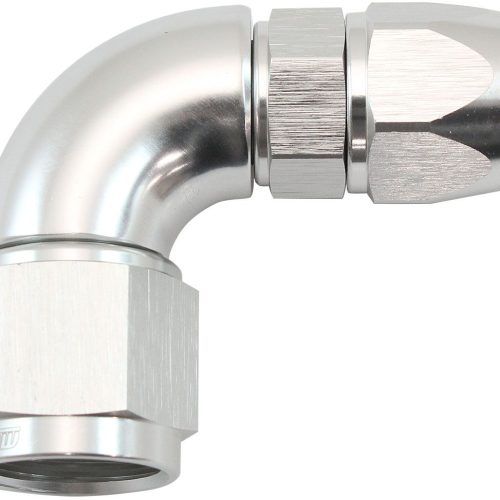 STEPPED 90 DEGREE END -6 HOSE TO -8AN REDUCER HOSE END SILVE