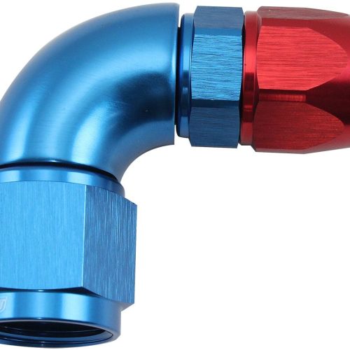 STEPPED 90 DEGREE END -8 HOSE TO -10AN REDUCER HOSE END BLUE