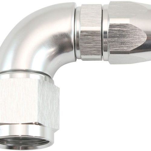 STEPPED 90 DEGREE END -8 HOSE TO -10AN REDUCER HOSE END SILV