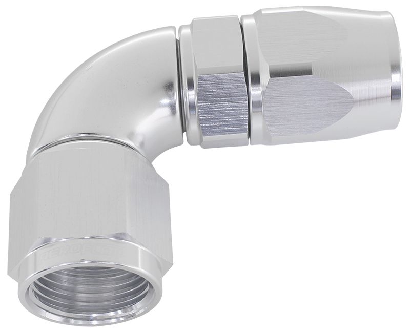 90 DEG -8AN FULL FLOW TEFLON HOSE END SILVER 1 PIECE FULLFL
