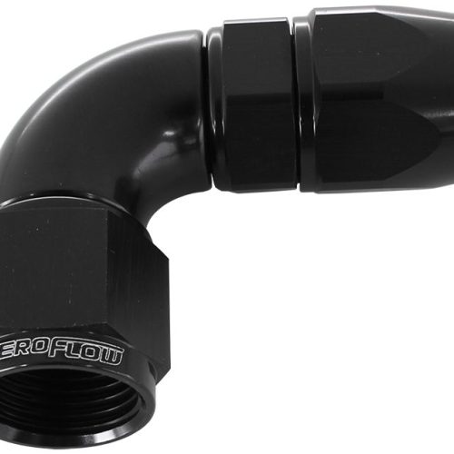 90 DEG -20AN FULL FLOW TEFLON HOSE END BLACK 1 PIECE FULLFLO