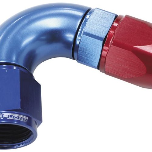 120 DEG -8AN FULL FLOW TEFLON HOSE END BLUE 1 PIECE FULLFLOW