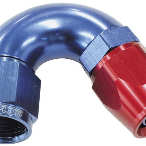 150 DEG -8AN FULL FLOW TEFLON HOSE END BLUE 1 PIECE FULLFLOW