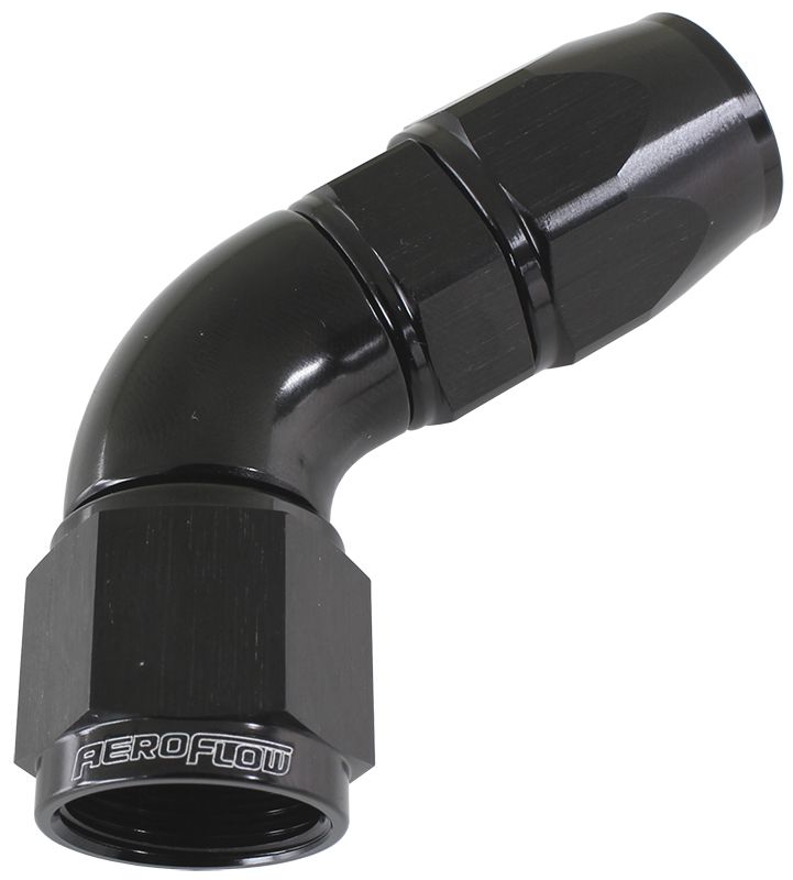 60 DEG -12AN FULL FLOW TEFLON HOSE END BLACK 1 PIECE FULLFLO